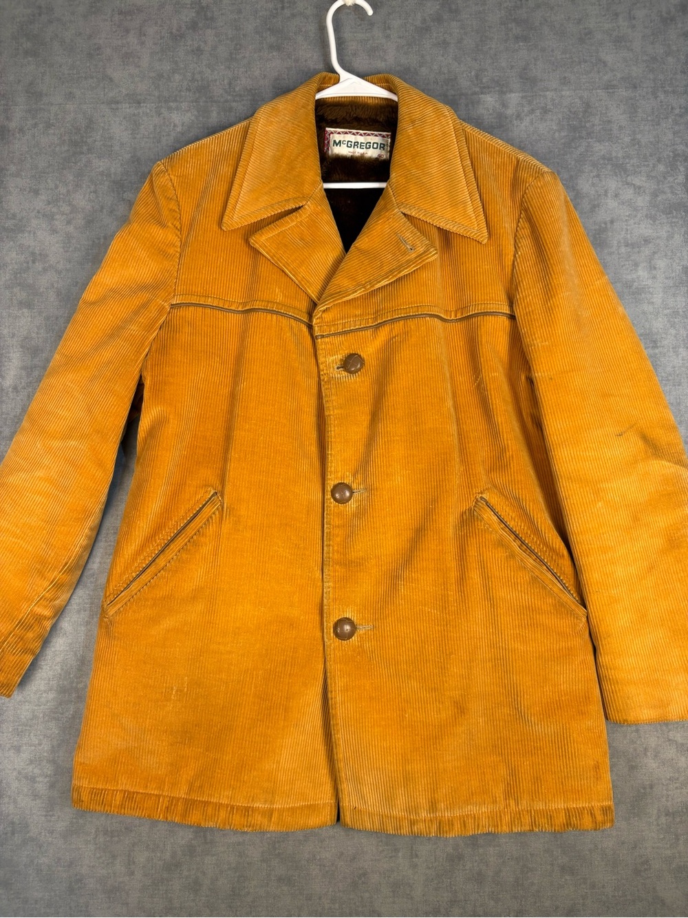Vintage McGregor Corduroy Ranch Coat USA Union Made Faux Fur Lined 40